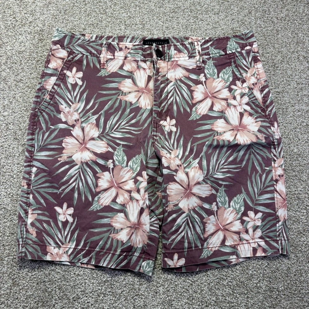 Aeropostale Shorts Mens 33 Multicolor Floral Chino Stretch Tropical 9 Inseam